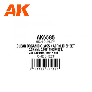 AK Interactive AK6585 0,20 MM // 0,008” D&amp;#39;ÉPAISSEUR – 245 X 195MM // 9,64 X 7,68” – FEUILLE DE VERRE ORGANIQUE TRANSPARENT / ACRYLIQUE – image 3