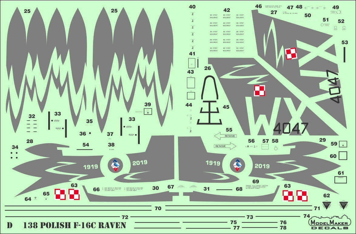 ModelMaker Decals D48138 Polish F-16C RAVEN 100th Anniversary of Polish Air Force 1/48 – obrázek 3