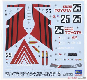 Hasegawa HC37 ADVAN Corolla Levin AE92 1989 Inter TEC 1/24 – obrázek 8