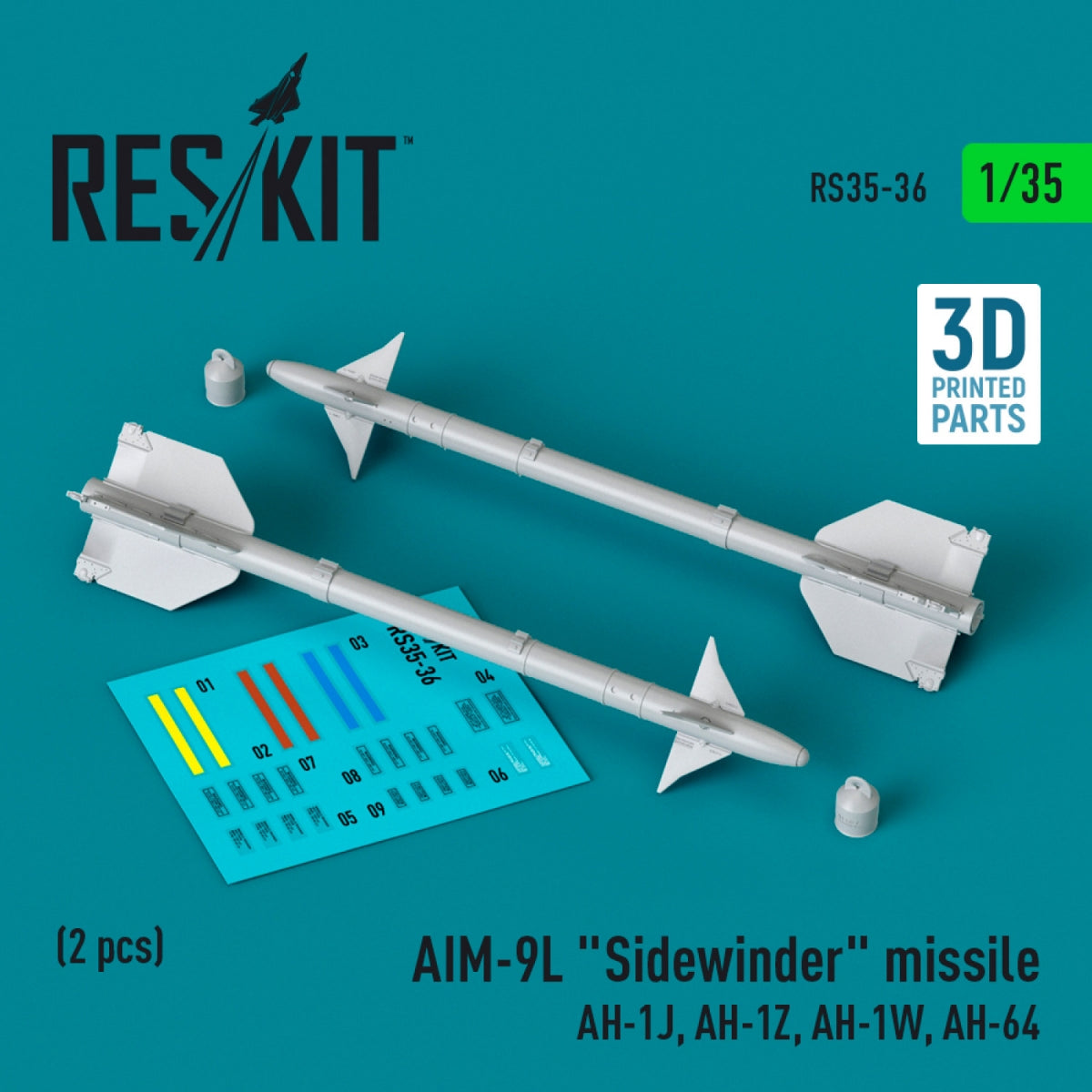RESKIT RS35-0036 AIM-9L "Sidewinder" missile (2 pcs) (3D Printed) 1/35
