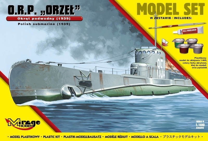 Mirage Hobby 840092 ORP 'ORZEŁ' Polish Submarine 1939 1/400 Model set