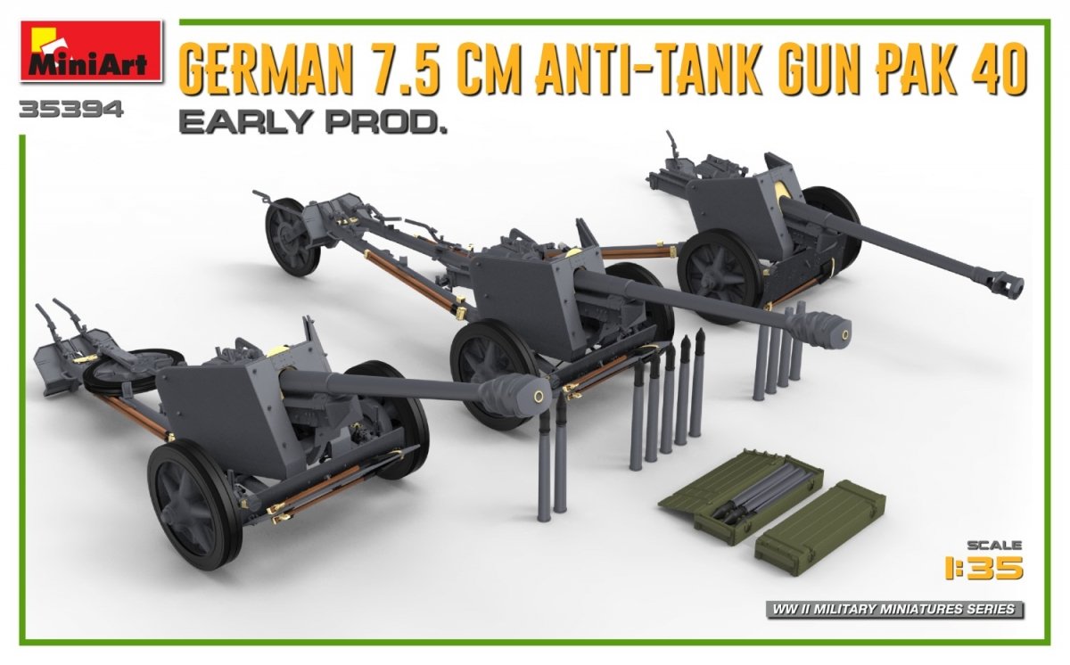 MiniArt 35394 GERMAN 7.5CM ANTI-TANK GUN PAK 40. EARLY PROD 1/35 – imagen 4