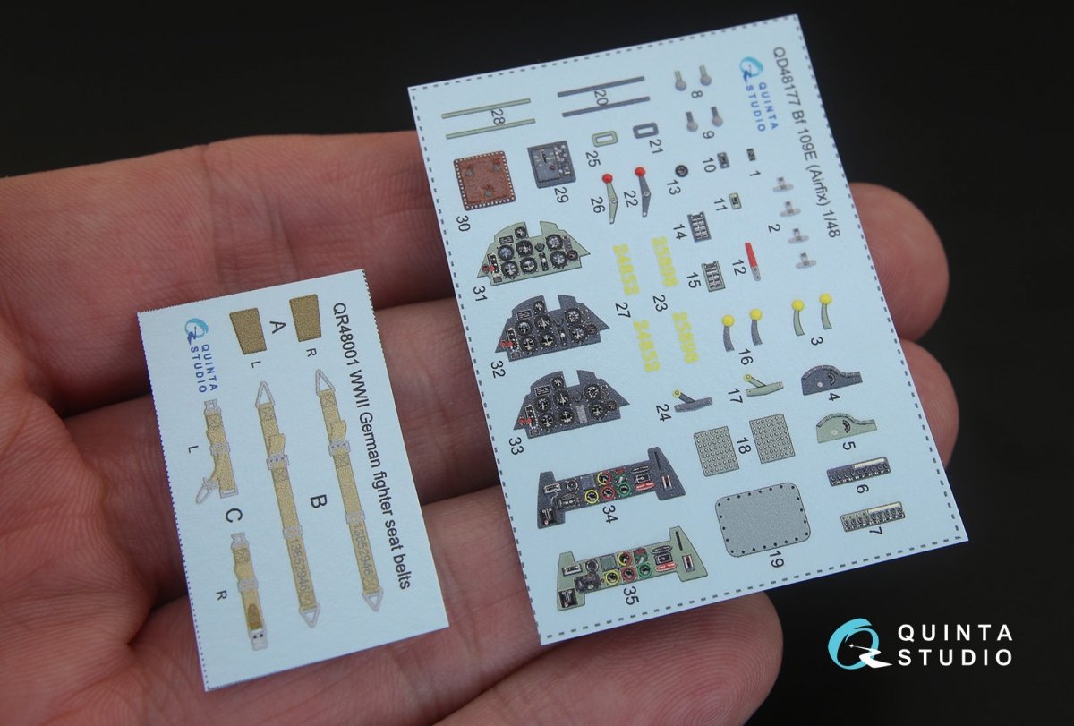 Quinta Studio QD48177 Bf 109E 3D-Printed &amp;amp; colored Interior on decal paper (for Airfix kit) 1/48 – immagine 9