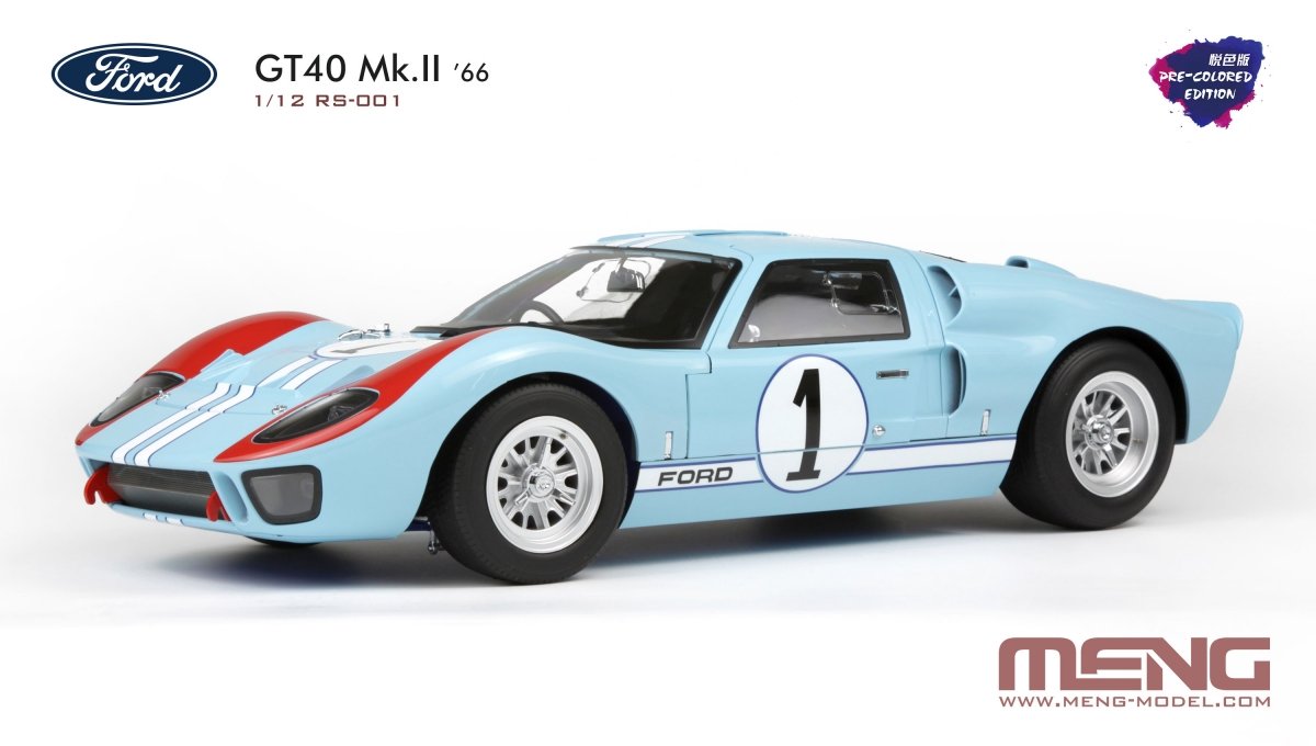 Meng Model RS-001 Ford GT40 Mk.II &amp;#39;66 (Pre-colored Edition) kit 1/12 – image 5