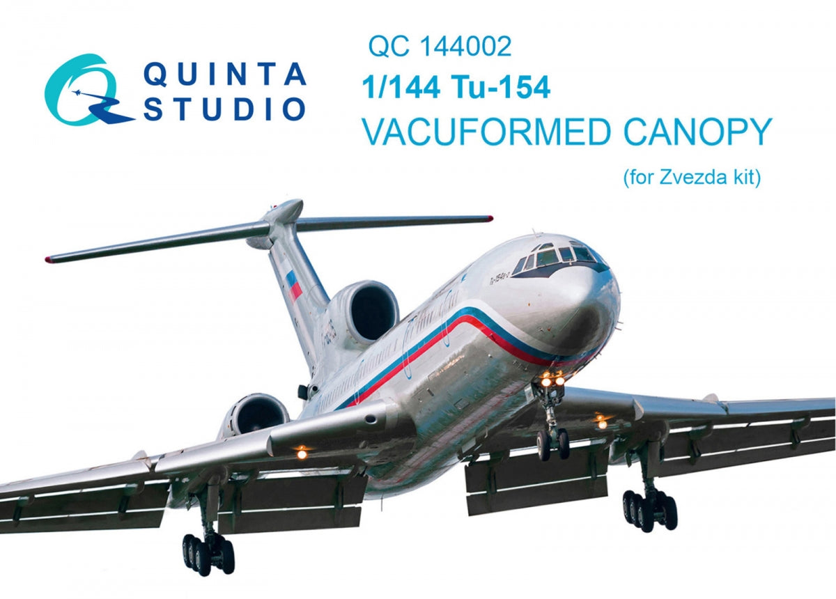 Quinta Studio QC144002 Tu-154 vacuuformed clear canopy (for Zvezda kit) 1/144