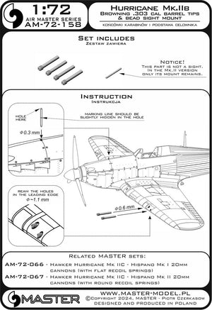 Master AM-72-158 Hawker Hurricane Mk.IIb - Browning .303 barrel tips and 1/72 sight base – Bild 2