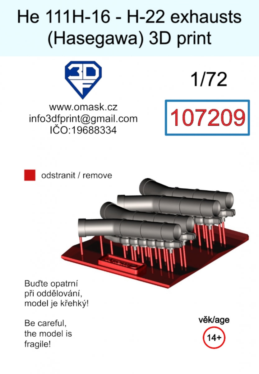 Omask 107209 He 111H-16 - H-22 exhausts (Hasegawa) 3D print 1/72 – image 2