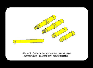 Aber A32010 Set of 2 barrels for German aircraft 30mm machine cannons MK 108 with blast tube 1/32 – image 8