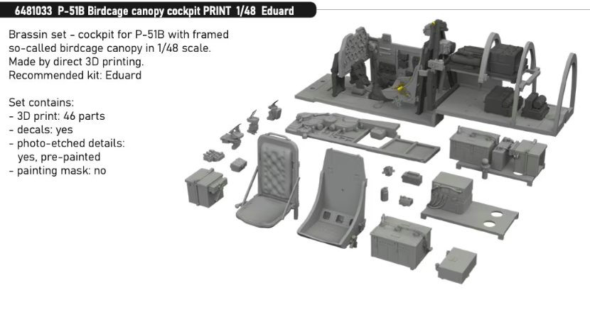 Eduard 6481033 P-51B Birdcage canopy cockpit PRINT EDUARD 1/48 – image 2