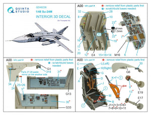 Quinta Studio QD48238 Su-24M 3D-Printed &amp;amp; colored Interior on decal paper ( Trumpeter ) 1/48 – Bild 2