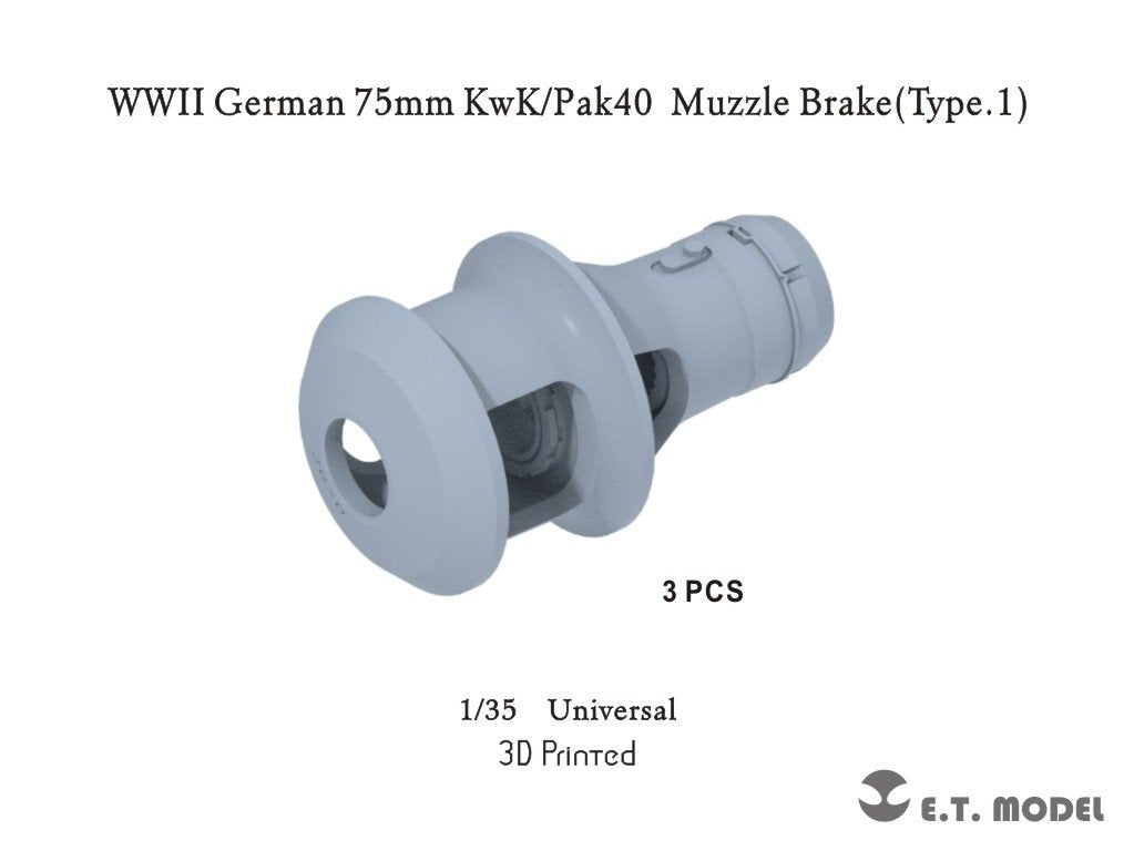 ET Model P35-301 WWII German 75mm KwK/Pak40 Muzzle Brake Type.1 (3D Print) 1/35