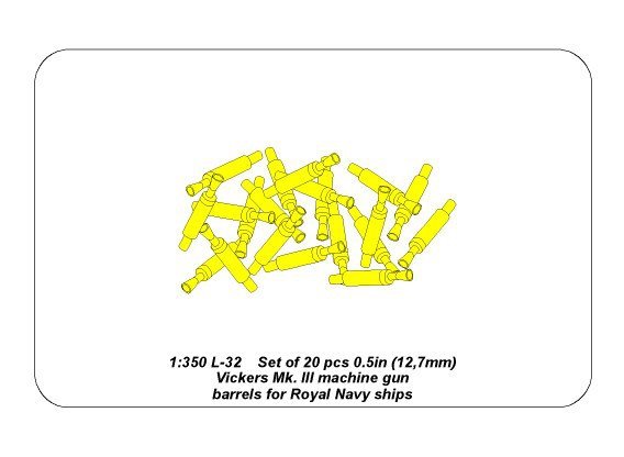 Aber 350L-32 Ensemble de 20 canons de mitrailleuse Vickers Mk.III de 0,5 pouce (12,7 mm) pour navires de la Royal Navy (1/350) – image 5