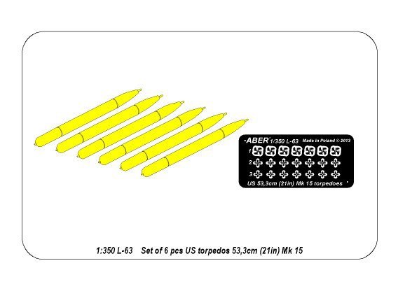 Aber 350L-63 Set of 6 US torpedoes 53.3cm (21in) MK.15 (1/350) – Bild 4