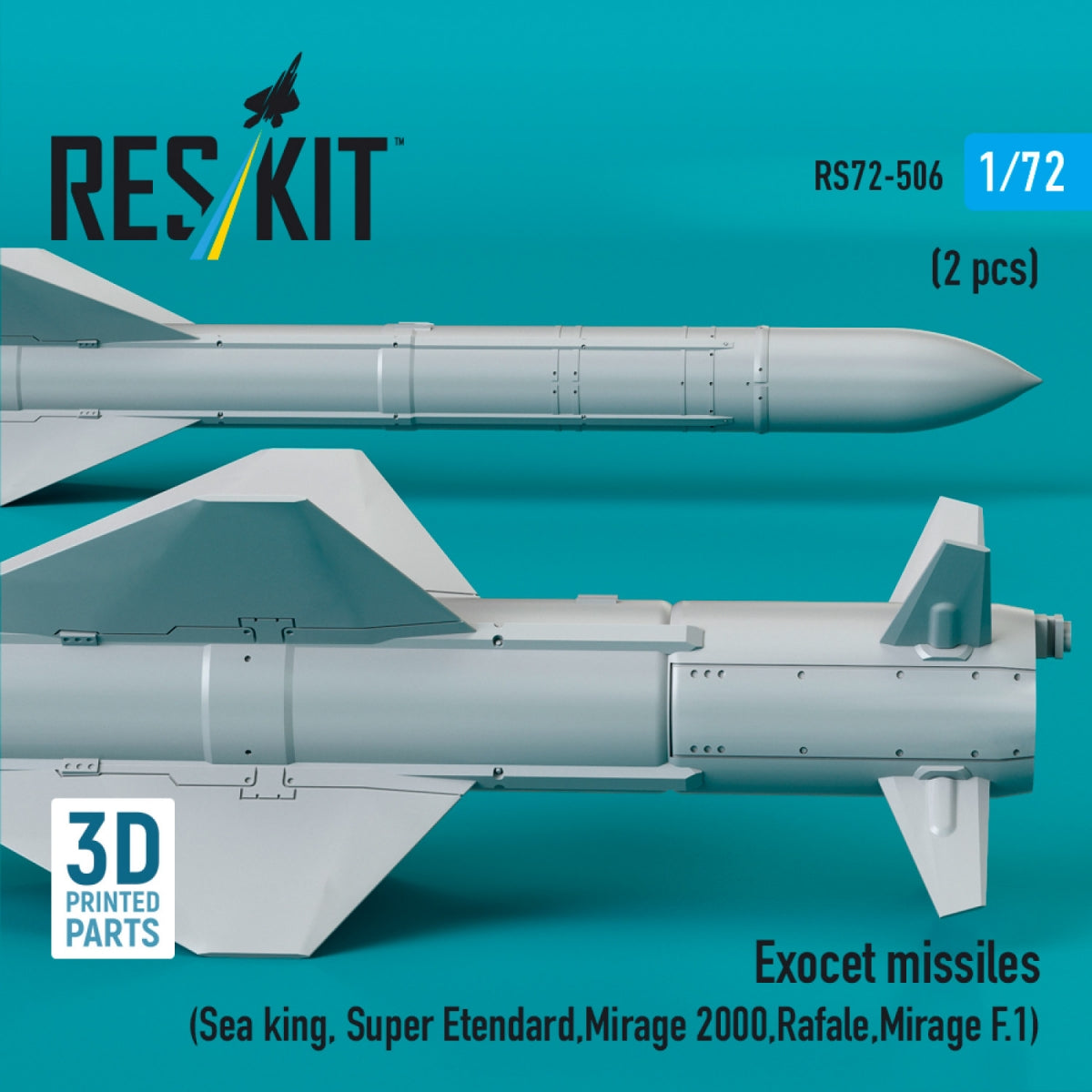 RESKIT RS72-0506 Exocet missiles (2 pcs) (3D Printed) 1/72 – image 2