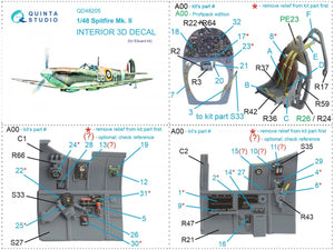 Quinta Studio QD48205 Spitfire Mk.II 3D-Printed &amp;amp; colored Interior on decal paper (Eduard) 1/48 – image 12