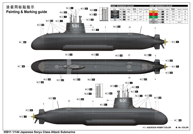 Trumpeter 05911 Japanese Soryu Class Attack Submarine 1/144 – image 4