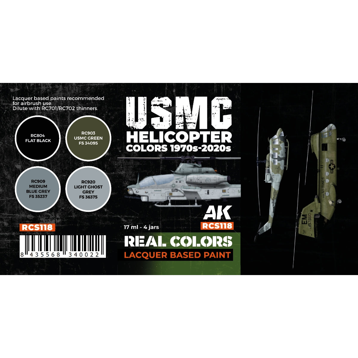 AK Interactive RCS118 USMC Helicopter Colors 1970s-today 4x17ml – Bild 2
