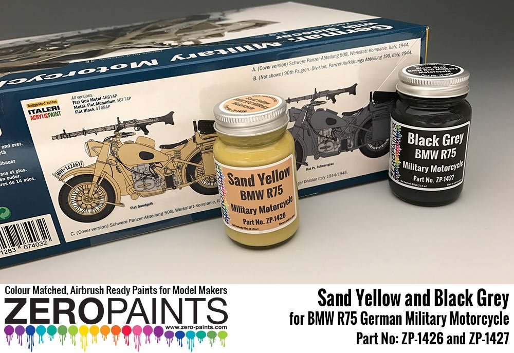 Zero Paints ZP-1426YELLOW BMW R75 German Military Motorcycle Sand Yellow 60ml – image 2