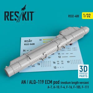 RESKIT RS32-0408 AN/ALQ-119 ECM POD (MEDIUM LENGTH VERSION) (3D PRINTED) 1/32