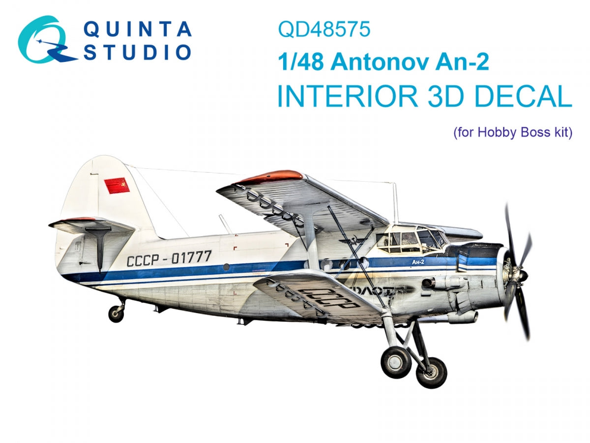Quinta Studio QD48575 Antonov An-2 Colt 3D-Printed &amp; colored Interior on decal paper (HobbyBoss) 1/48