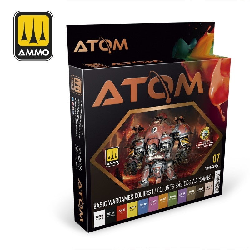 AMMO of Mig Jimenez ATOM 20706 Basic Wargames Colors I Set 12 x 20 ml