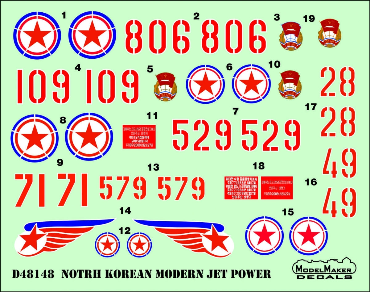 ModelMaker Decals D48148 North Korean Modern Jet Power 1/48 – imagen 2