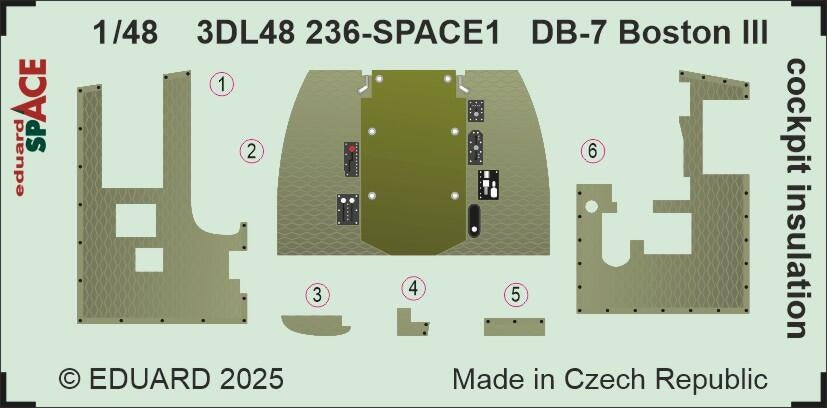 Eduard 3DL48236 DB-7 Boston III cockpit insulation SPACE HONG KONG MODELS 1/48