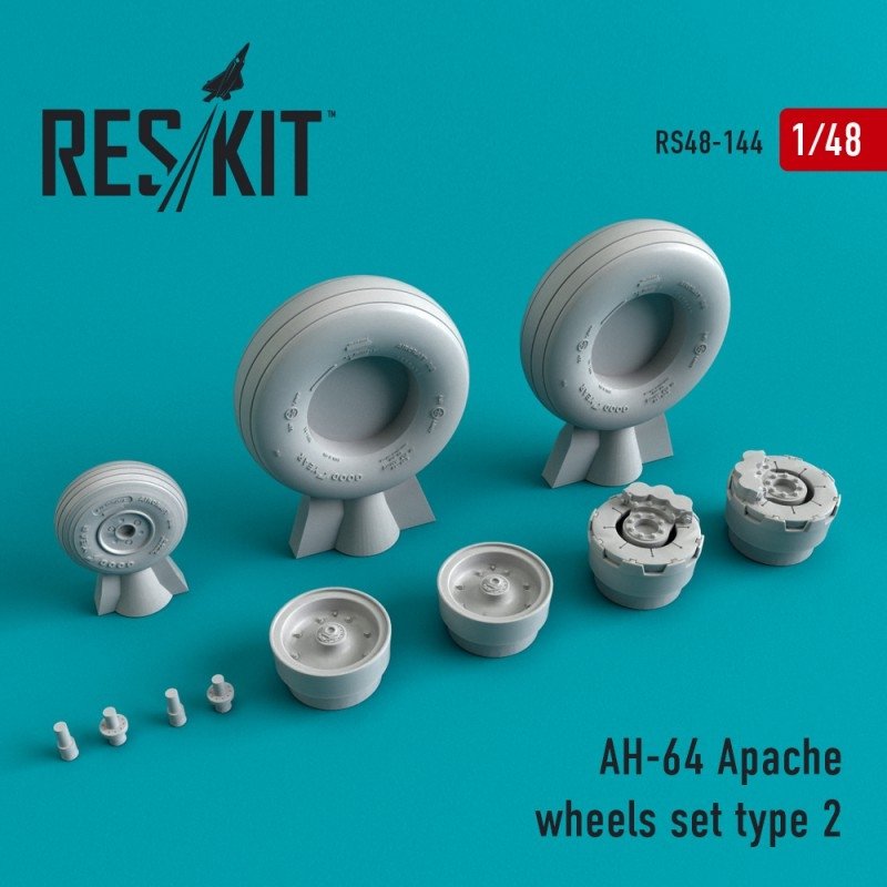 RESKIT RS48-0144 Jeu de roues AH-64 Apache Type 2 1/48