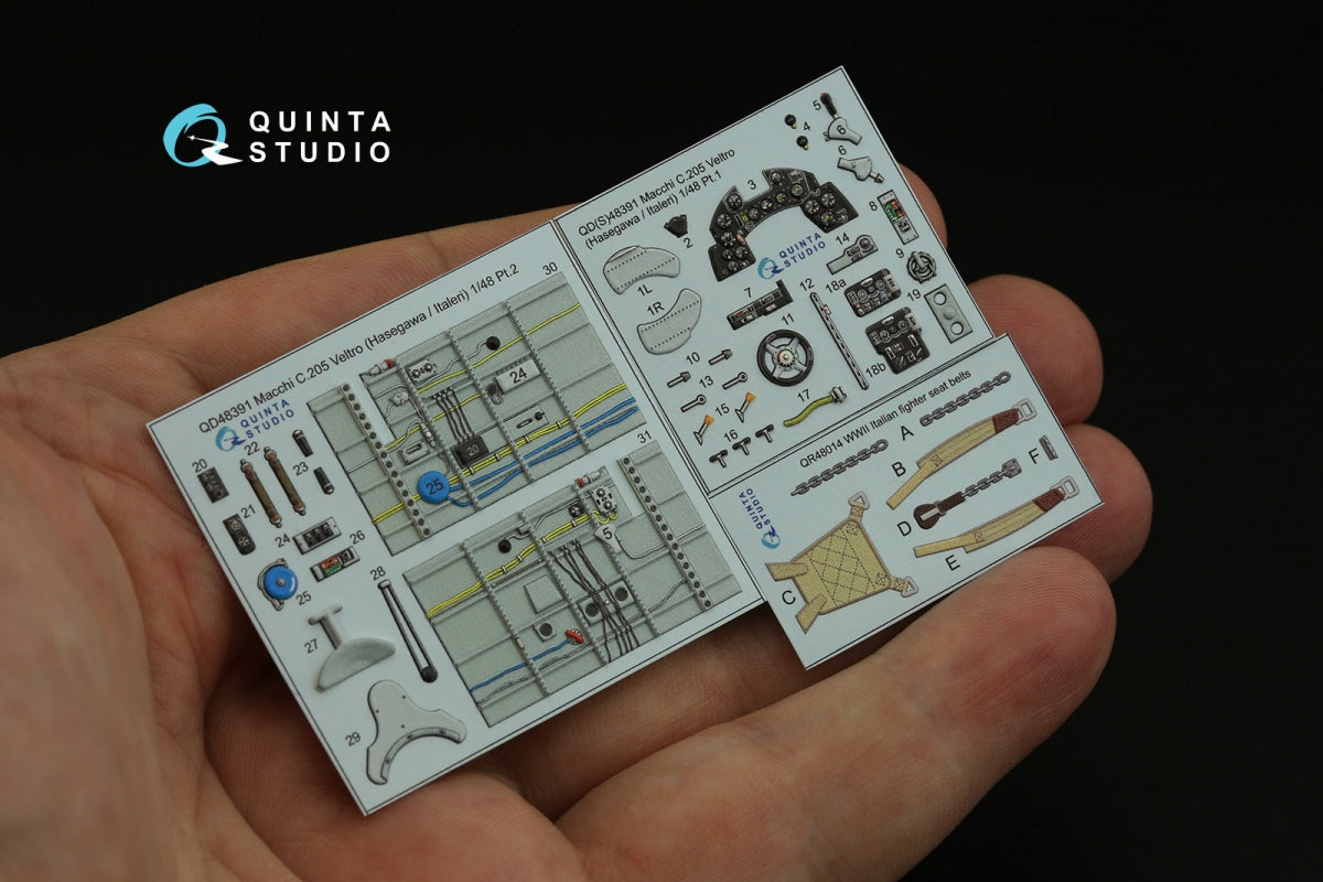 Quinta Studio QD48391 Macchi C.205 Veltro 3D-Printed &amp;amp; colored Interior on decal paper (Hasegawa/Italeri) 1/48 – image 3