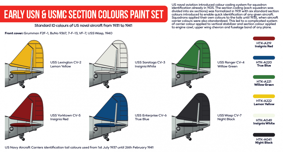 Hataka Hobby HTK-AS54 Early USN &amp;amp; USMC section Colors Set (6x17ml) – Bild 2