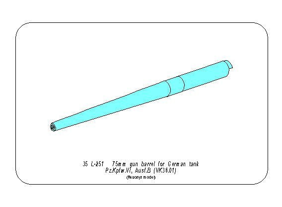 Aber 35L-251 7.5cm Gun Barrel for German Tank Pz.Kpfw. VI Ausf.B (For Revosys Model) 1/35 – image 4