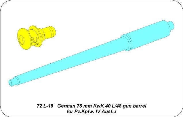 Aber 72L-18 75mm KwK40L/48 barrel for Panzer IV Ausf. J / German 75mm KwK 40 L/48 gun barrel for Pz.Kpfw. IV Ausf.J 1/72 – Bild 4
