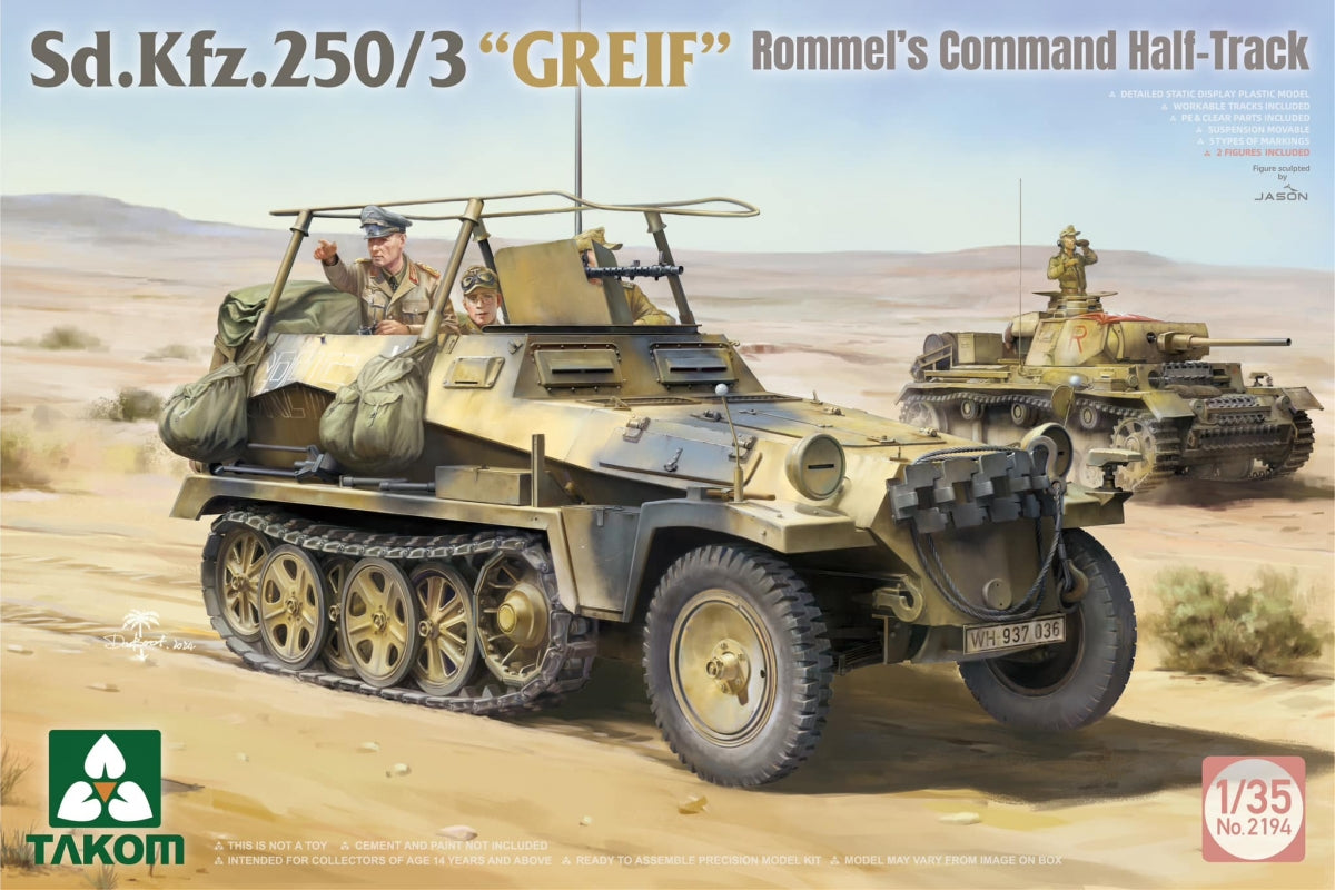Takom 2194W Sd.Kfz 250/1 + Sd.Kfz 250/3 Greif Rommel Command Half-Track + 1/16 Erwin Rommel 1/35 – image 2