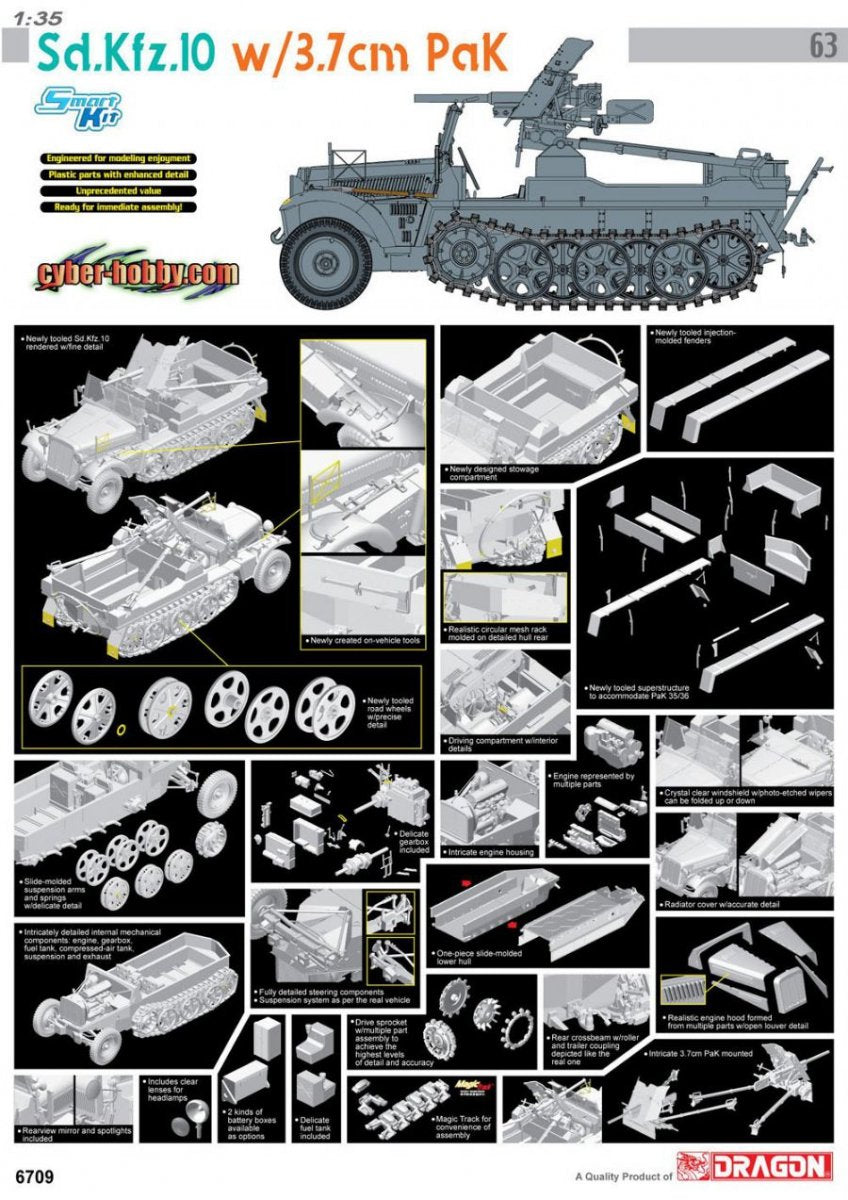 Cyber Hobby 6709 Sd.Kfz.10 w/3.7cm PaK 1/35 – image 2
