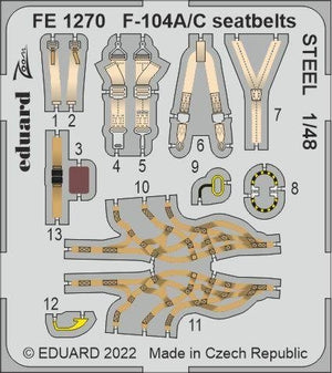 Eduard FE1270 F-104A/C seatbelts STEEL KINETIC 1/48