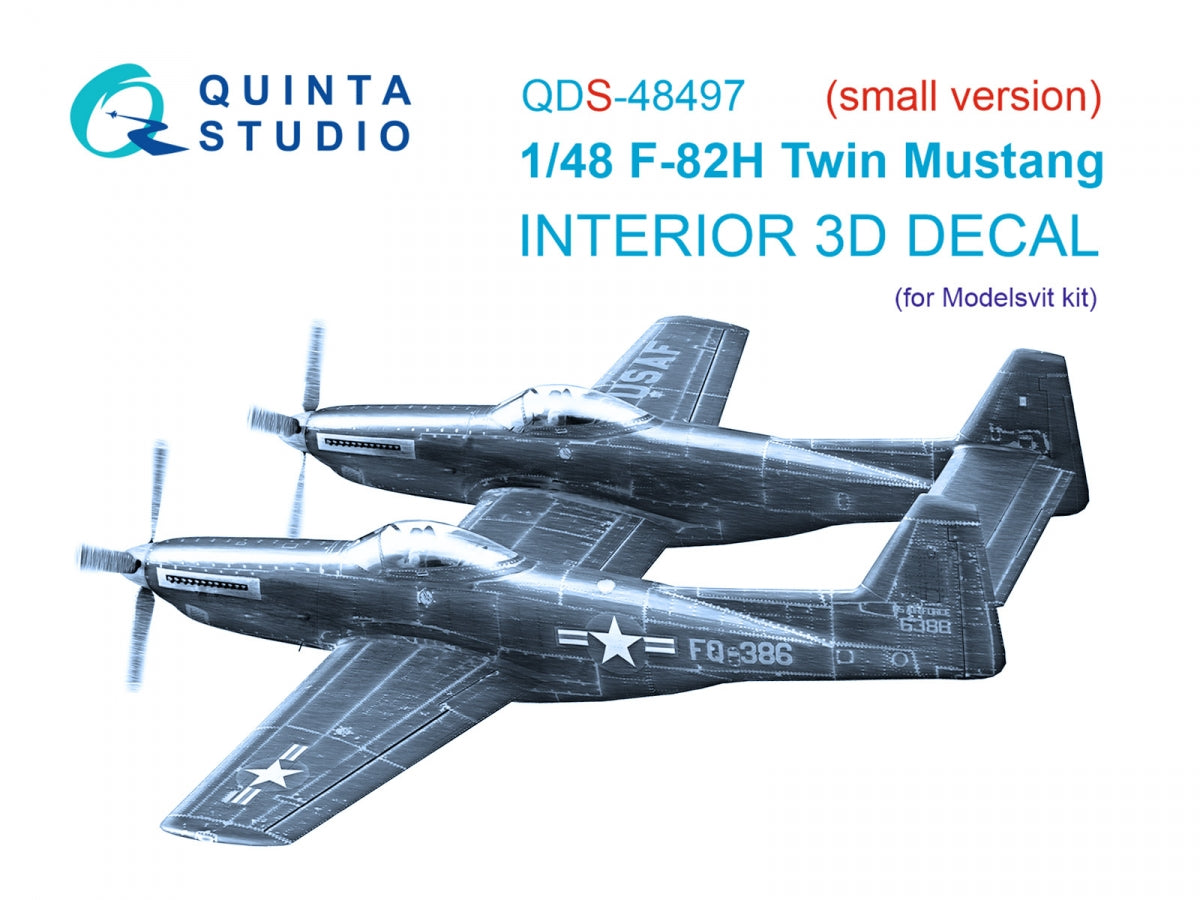 Quinta Studio QDS-48497 F-82H Twin Mustang 3D-Printed colored Interior on decal paper (Modelsvit) (Small version) 1/48