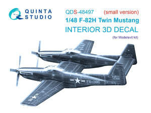 Quinta Studio QDS-48497 F-82H Twin Mustang 3D-Printed colored Interior on decal paper (Modelsvit) (Small version) 1/48