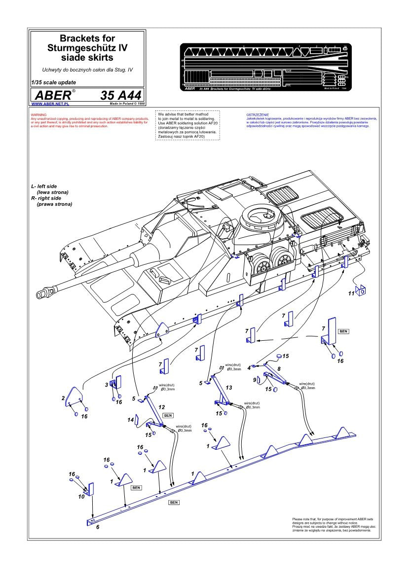 Aber 35A044 Side skirt brackets for Stug IV (1/35) – image 4