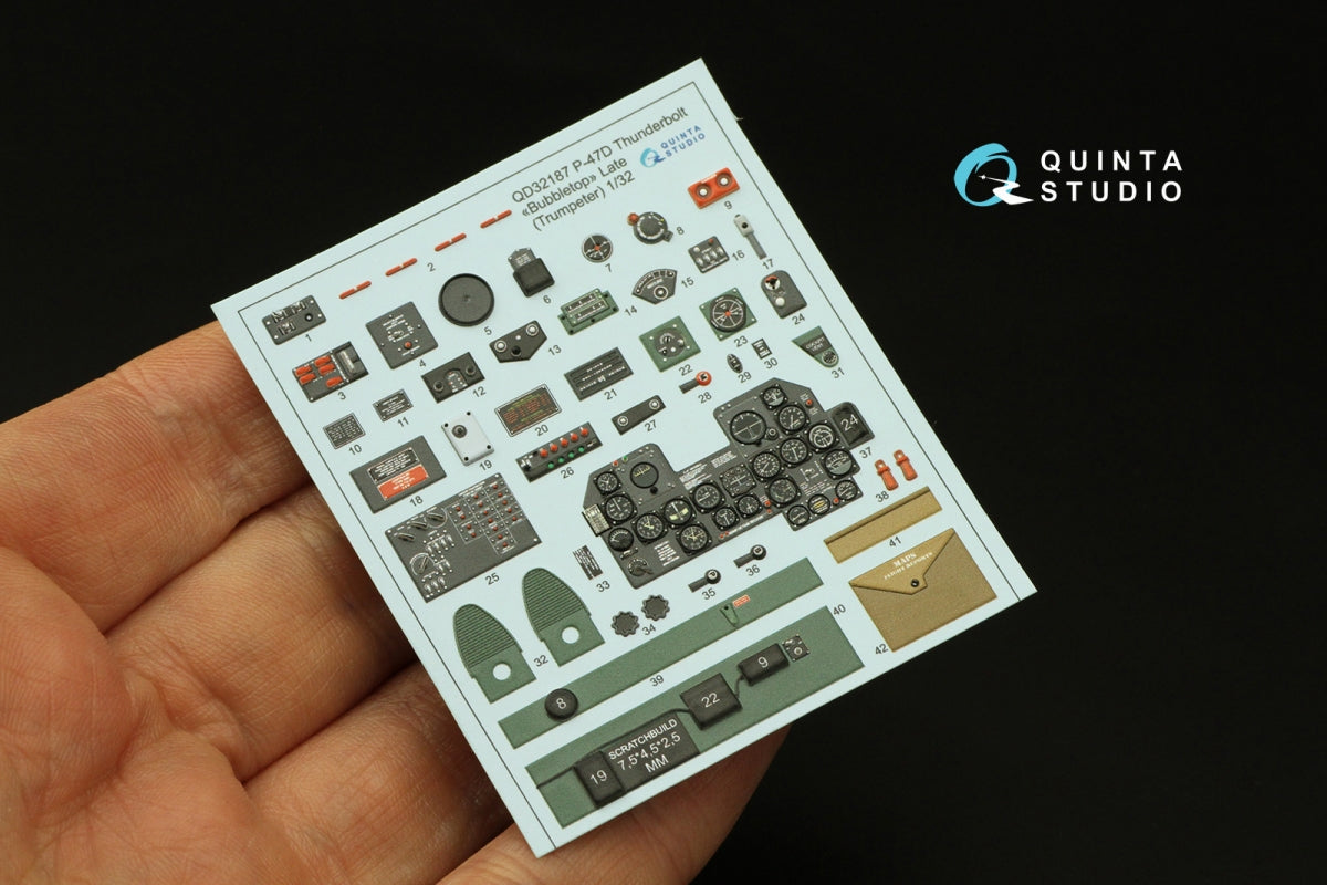 Quinta Studio QD32187 P-47D Thunderbolt Bubbletop (Late) 3D-Printed colored Interior on decal paper (Trumpeter) 1/32 – image 4