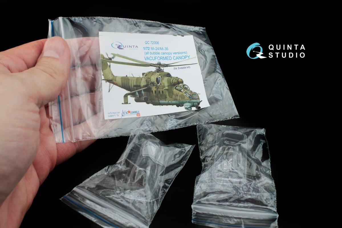 Quinta Studio QC72006 Mi-24/35 all bubble-version vacuformed clear canopy (for Zvezda kit) 1/72 – immagine 4