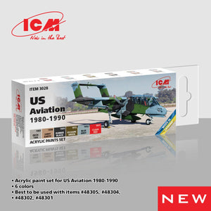 ICM 3028 Acrylic paint set for US Aviation 1980 – 1990 6x12ml