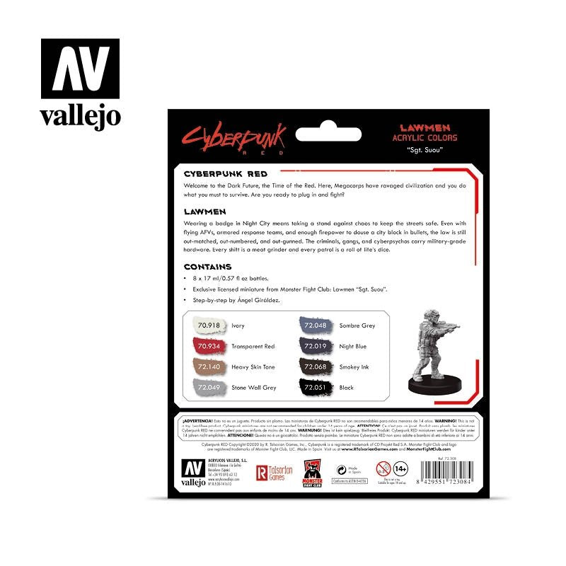Vallejo 72308 Cyberpunk RED Lawmen Paint Set 8x17ml – obrázek 2
