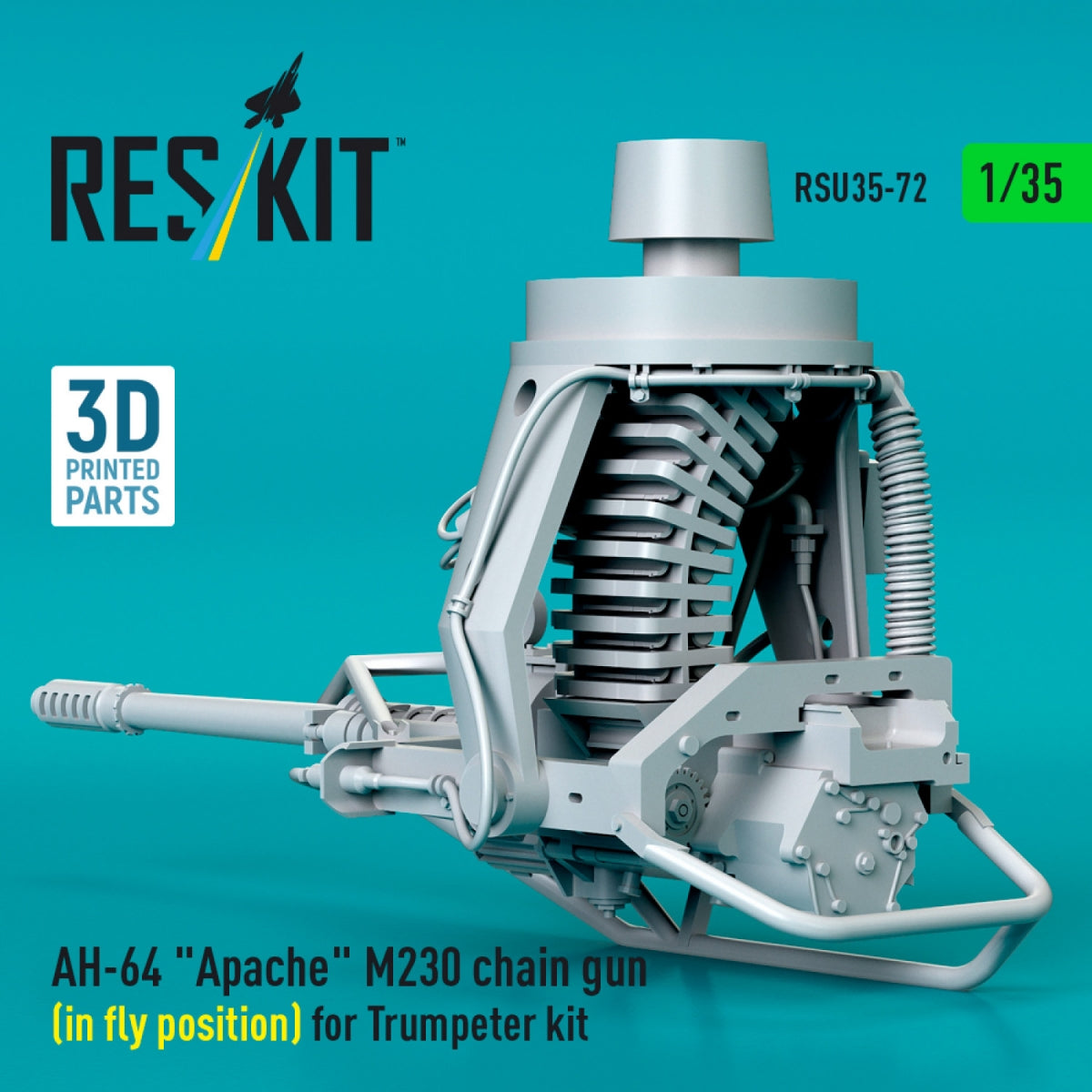 RESKIT RSU35-0072 AH-64 &amp;quot;Apache&amp;quot; M230 chain gun (in fly position) for Trumpeter kit (3D Printed) 1/35 – image 3