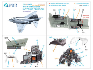 Quinta Studio QDS+48489 F-4J Phantom II 3D-Printed &amp;amp; colored Interior on decal paper (Academy) (Small version) (with 3D-printed resin parts) 1/48 – Bild 3