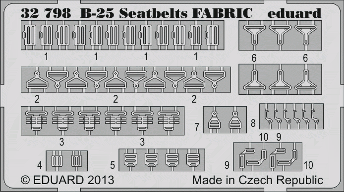 Eduard 32798 B-25 seatbelts FABRIC 1/32 HK Models – image 2