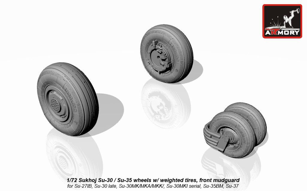 Armory Models AW72035 Sukhoj Su-30 / Su-35 Flanker wheels w/ weighted tires, front mudguard 1/72 – image 3