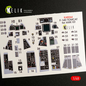 KELIK K48064 F-14D TOMCAT INTERIOR 3D DECALS FOR AMK KIT 1/48 – immagine 3