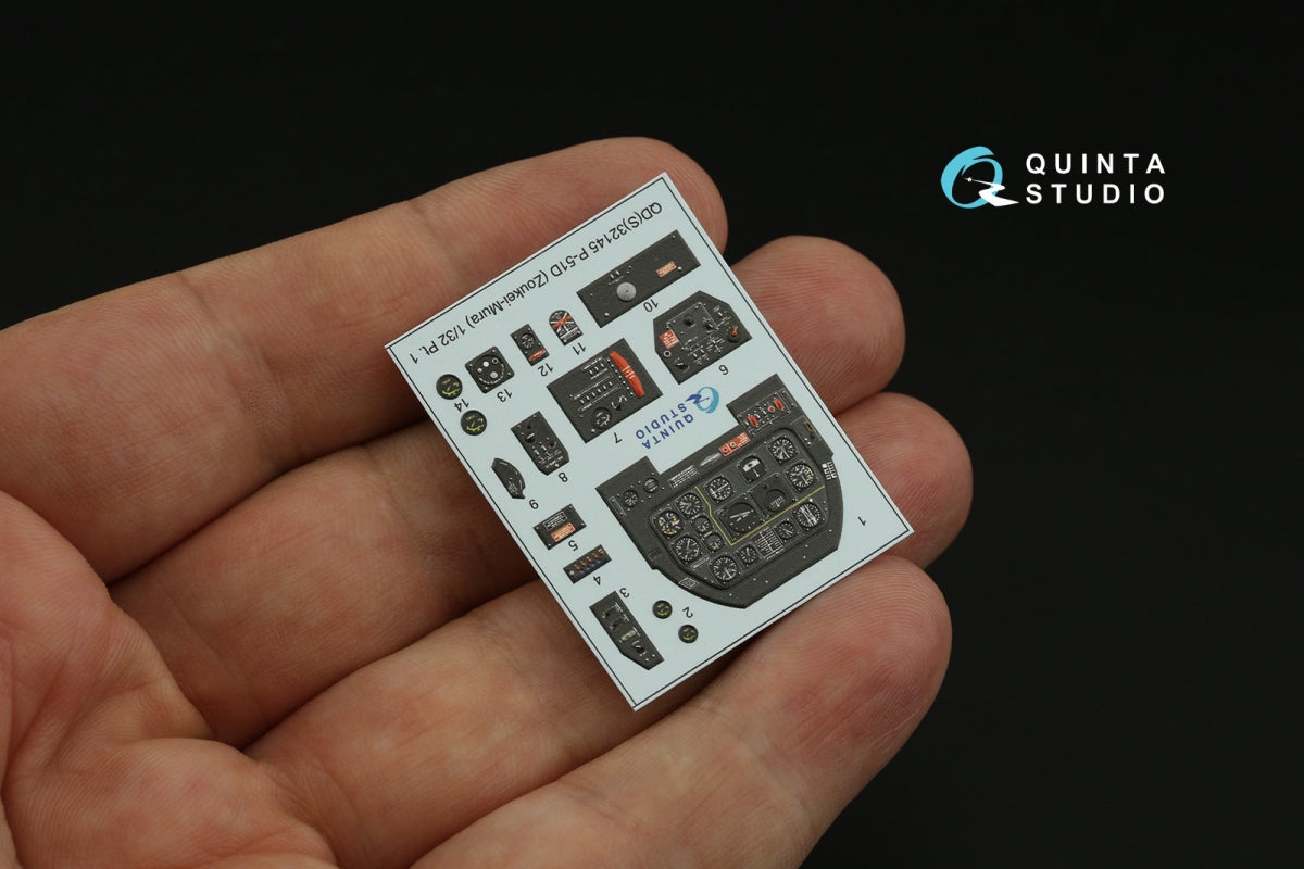 Quinta Studio QDS-32145 P-51D Mustang 3D-Printed &amp;amp; colored Interior on decal paper (Zoukei-Mura SWS) (Small version) 1/32 – immagine 7