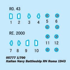 Trumpeter 05777 Italian Navy Battleship RN Roma (1943) 1/700 – Bild 13