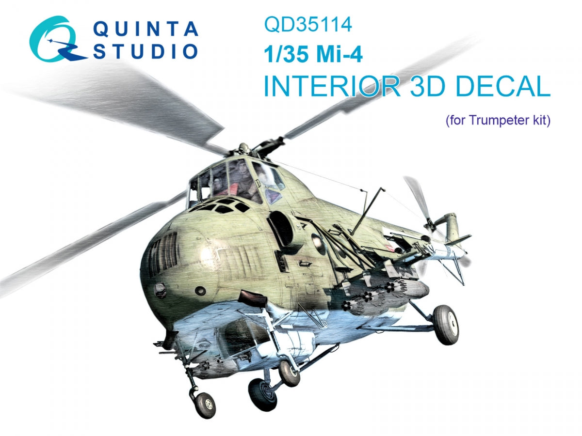 Quinta Studio QD35114 Mi-4 3D-Printed &amp; colored Interior on decal paper (Trumpeter) 1/35